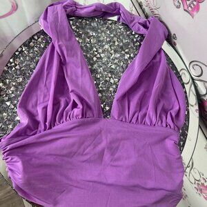 H&M halter top tank crop cinch sexy Vneck Lavender Top